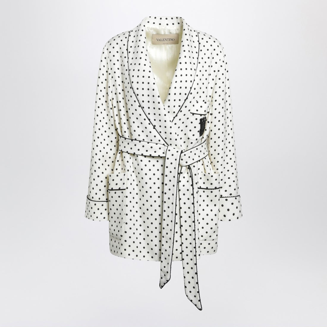 Valentino Supergrain Polka-Dot Viscose Jacket Beige