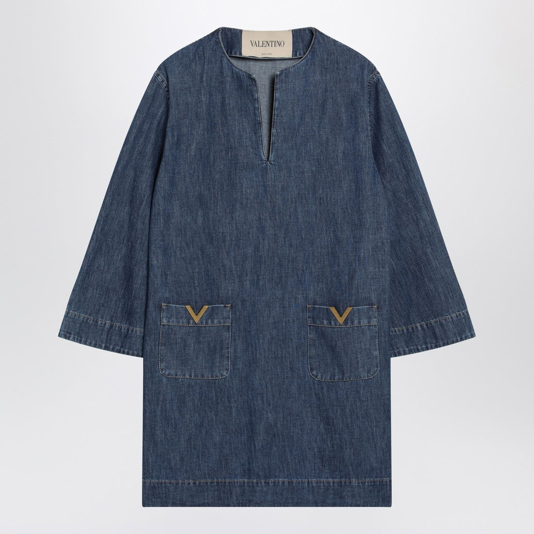 Valentino Garavani Denim Mini Dress Gold Blue