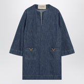 Valentino Garavani Denim Mini Dress Gold Blue
