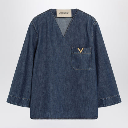Valentino Garavani Denim Shirt V Gold Blue
