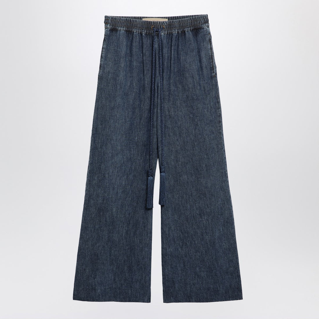 Valentino Wide Chambray Denim Jeans Blue