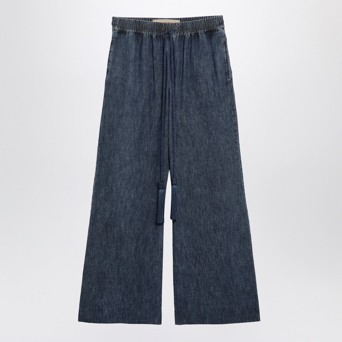 Valentino Wide Chambray Denim Jeans Blue