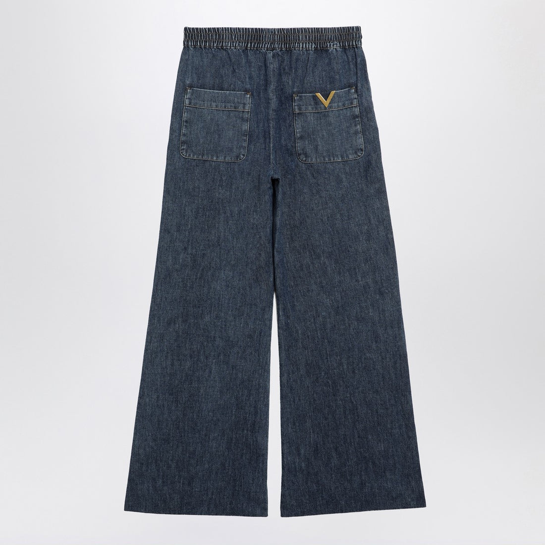 Valentino Wide Chambray Denim Jeans Blue