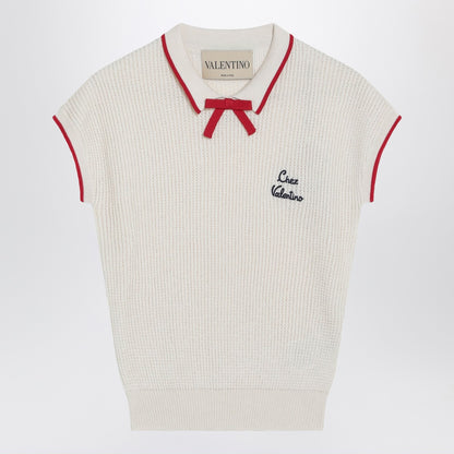 Valentino Garavani Chez Valentino Cotton Knit Top Beige