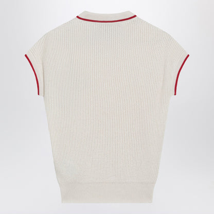 Valentino Garavani Chez Valentino Cotton Knit Top Beige