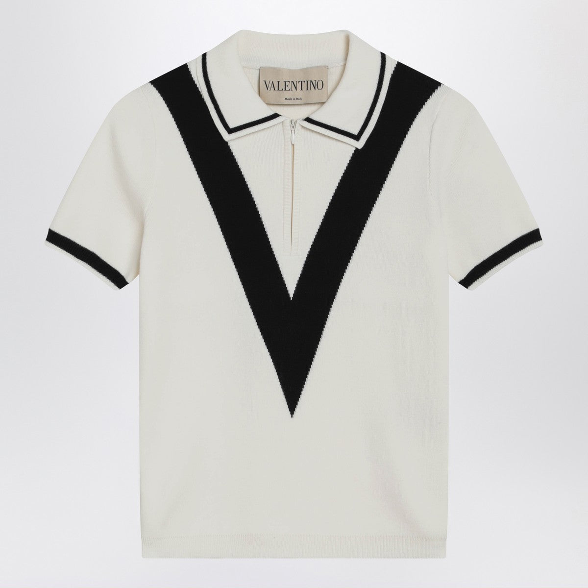 Valentino Garavani V-Inlay Cotton Polo Shirt White