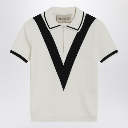 Valentino Garavani V-Inlay Cotton Polo Shirt White