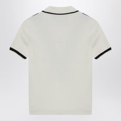 Valentino Garavani V-Inlay Cotton Polo Shirt White