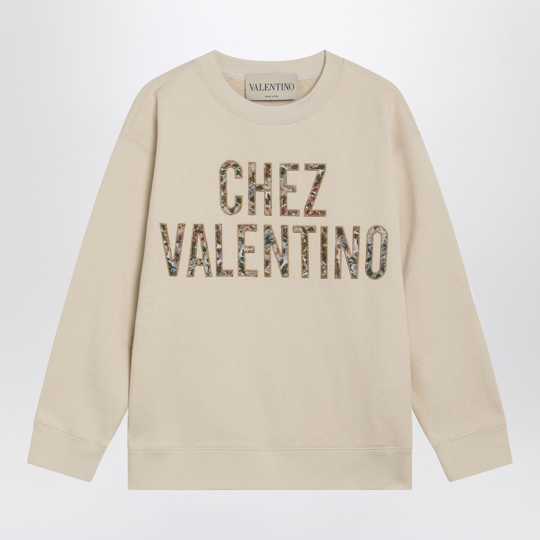 Valentino Garavani Ivory Floral Cotton Sweatshirt Beige