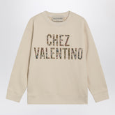 Valentino Garavani Ivory Floral Cotton Sweatshirt Beige