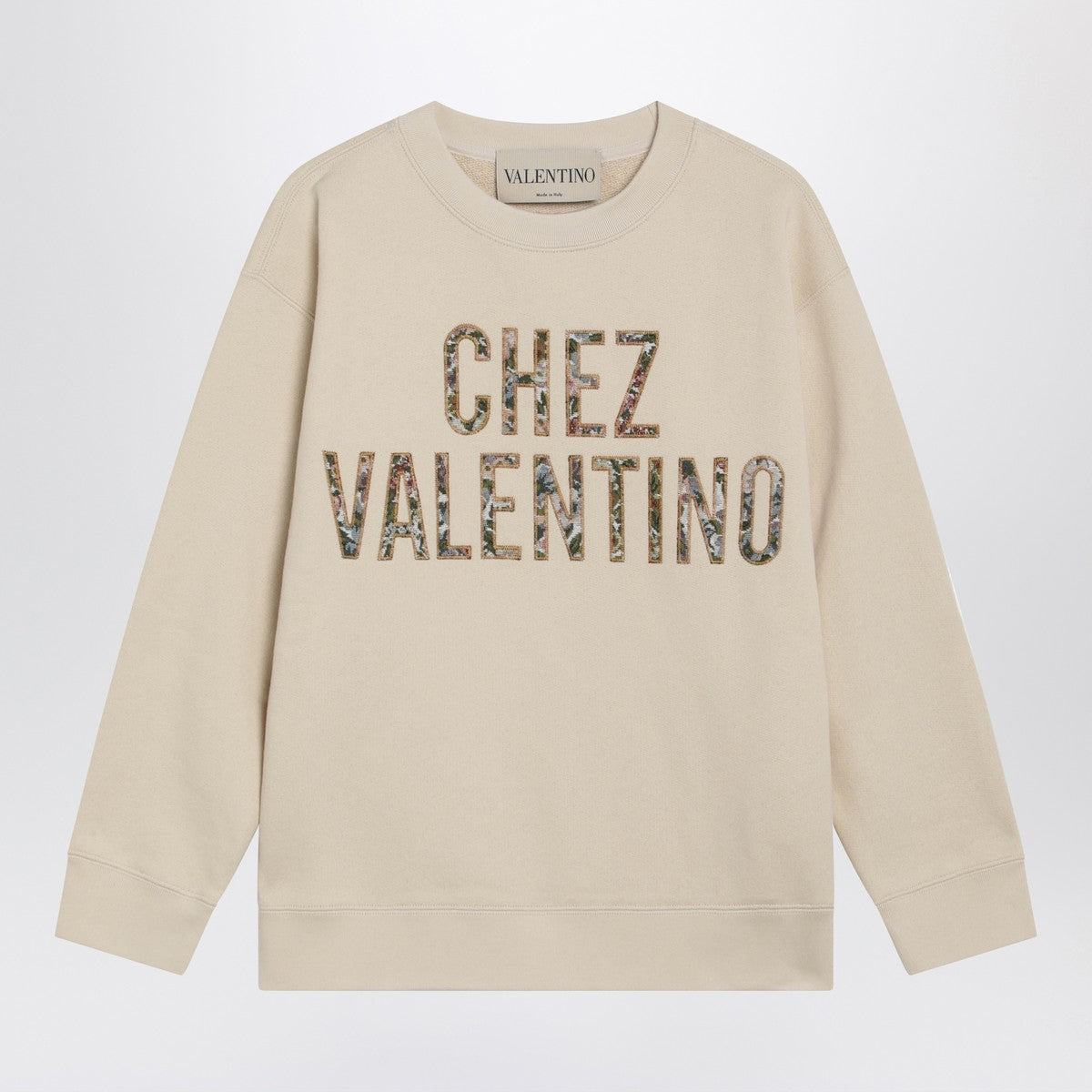 Valentino Garavani Ivory Floral Cotton Sweatshirt Beige