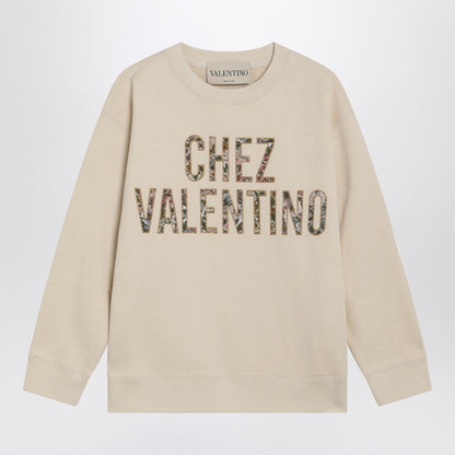 Valentino Garavani Ivory Floral Cotton Sweatshirt Beige