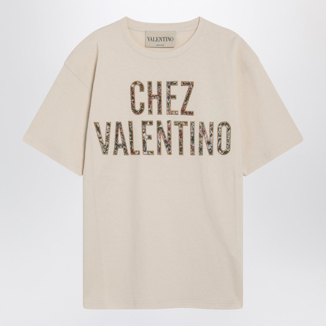 Valentino Garavani Ivory Cotton Floral T-shirt Beige