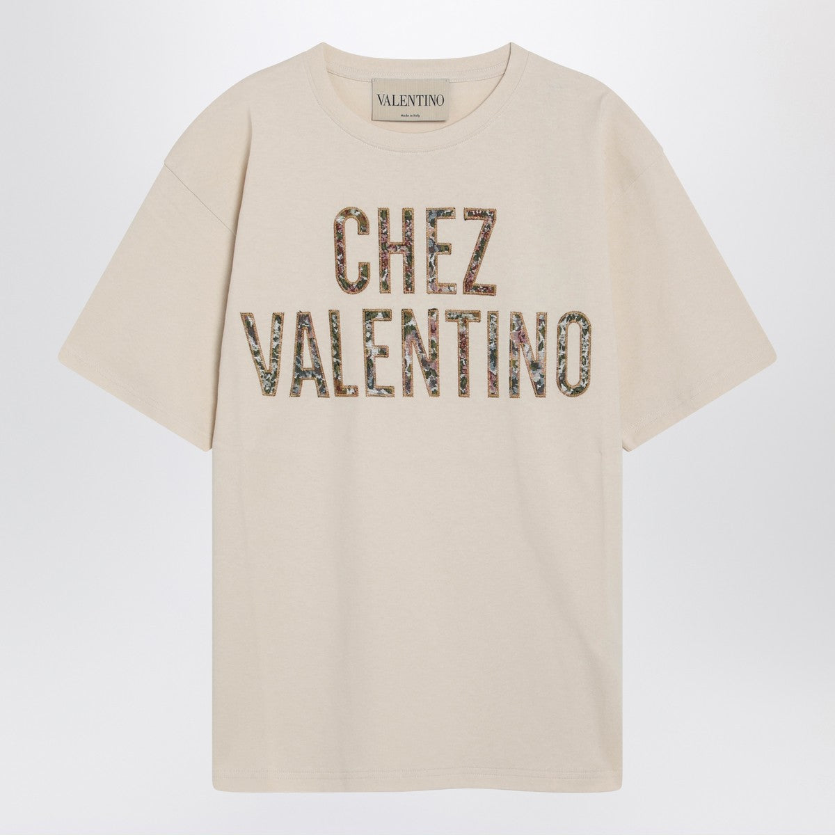 Valentino Garavani Ivory Cotton Floral T-shirt Beige