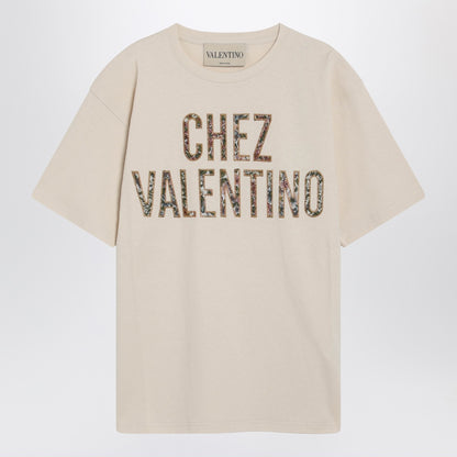 Valentino Garavani Ivory Cotton Floral T-shirt Beige