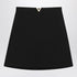 Valentino Black Virgin Wool Crepe Mini Skirt with V Gold Detail Black