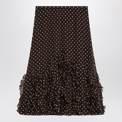Valentino Silk Skirt Plusdepois Print Brown
