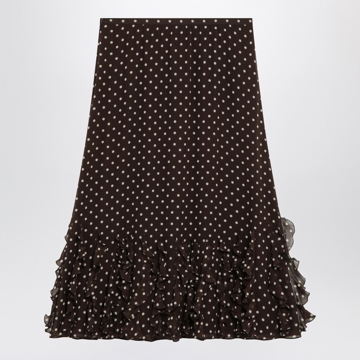 Valentino Silk Skirt Plusdepois Print Brown