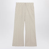 Valentino Ivory Floral Pattern Trousers Beige