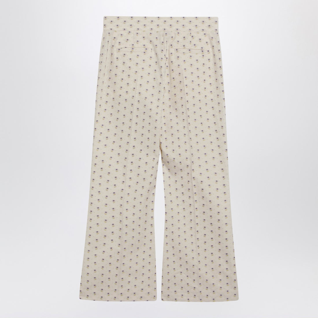 Valentino Ivory Floral Pattern Trousers Beige