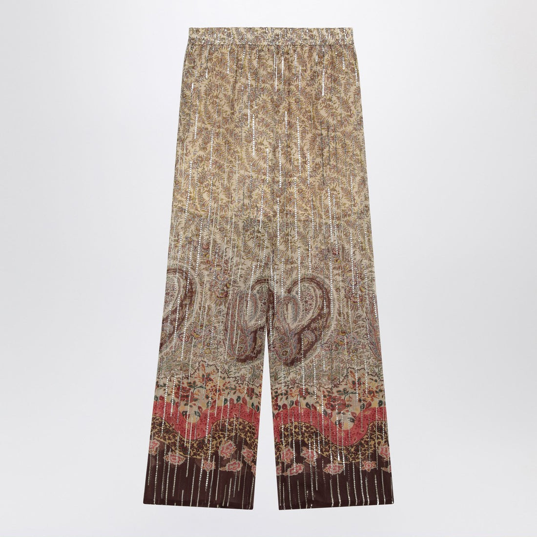 Valentino Paisley Silk Georgette Trousers Multicolor