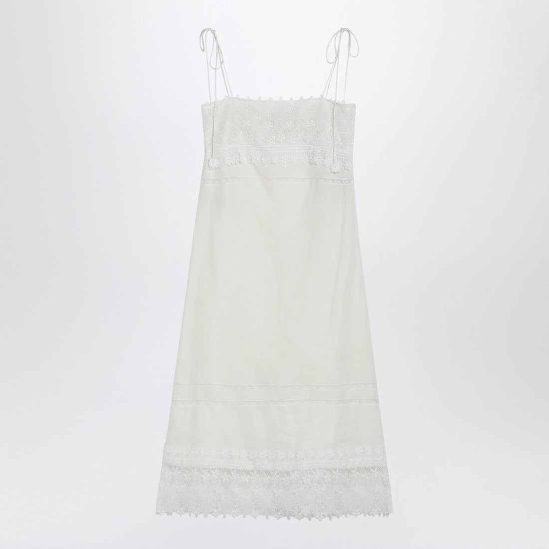 Valentino Ivory Linen Midi Dress White