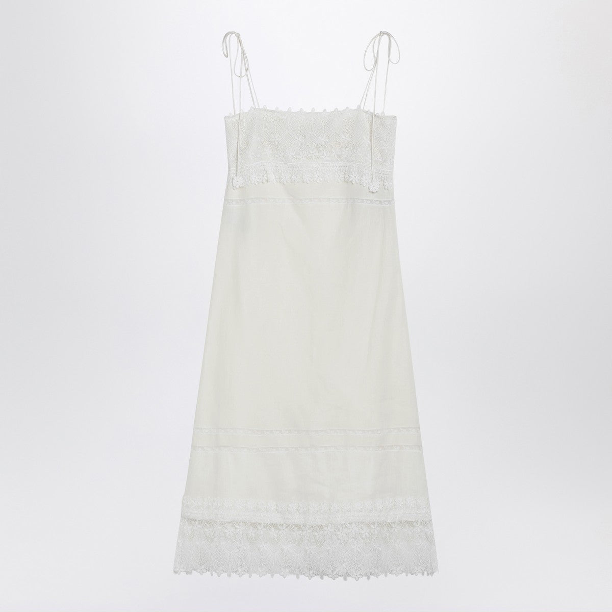 Valentino Ivory Linen Midi Dress White