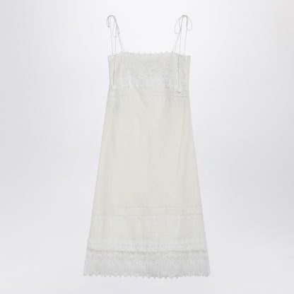 Valentino Ivory Linen Midi Dress White