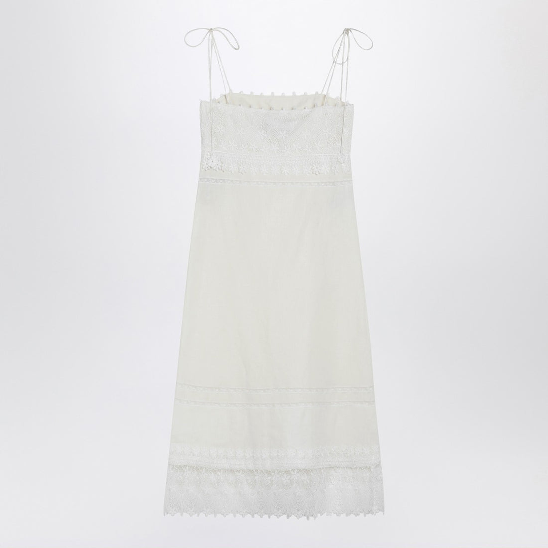 Valentino Ivory Linen Midi Dress White