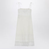 Valentino Ivory Linen Midi Dress White