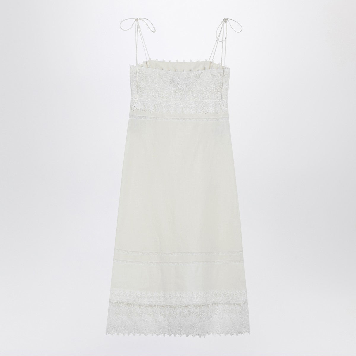 Valentino Ivory Linen Midi Dress White