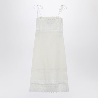 Valentino Ivory Linen Midi Dress White