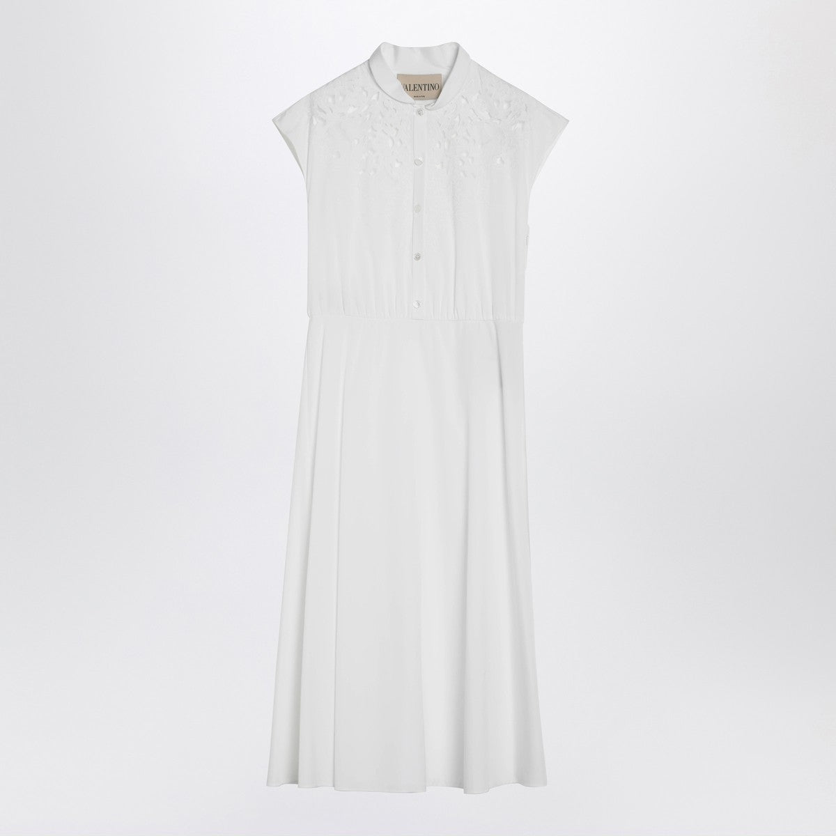 Valentino White Sangallo Embroidered Midi Dress White