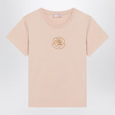 Moncler Pink Cotton Slim-Fit T-Shirt with Embroidered Heart Motif Pink