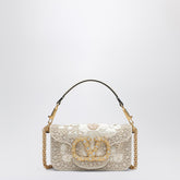 Valentino Garavani Small Locò Moiré Floral Bag White