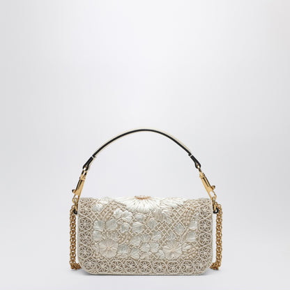 Valentino Garavani Small Locò Moiré Floral Bag White