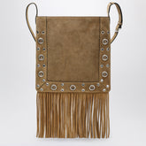 Valentino Garavani Nellcôte Suede Fringed Bag Beige