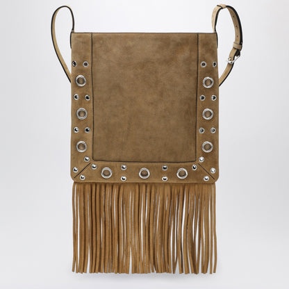 Valentino Garavani Nellcôte Suede Fringed Bag Beige