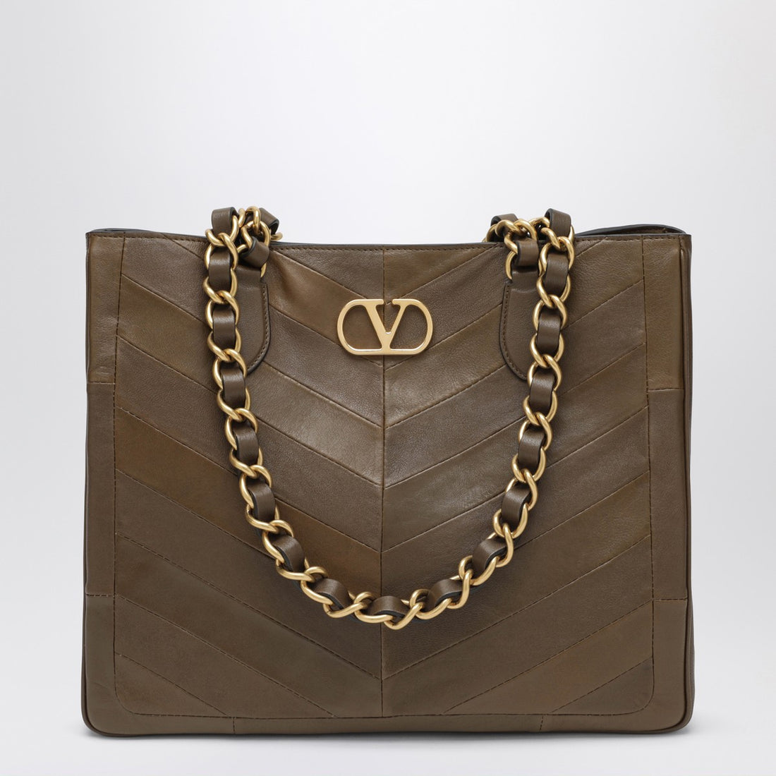 Valentino Garavani Laseine Nappa Leather Shopper Green