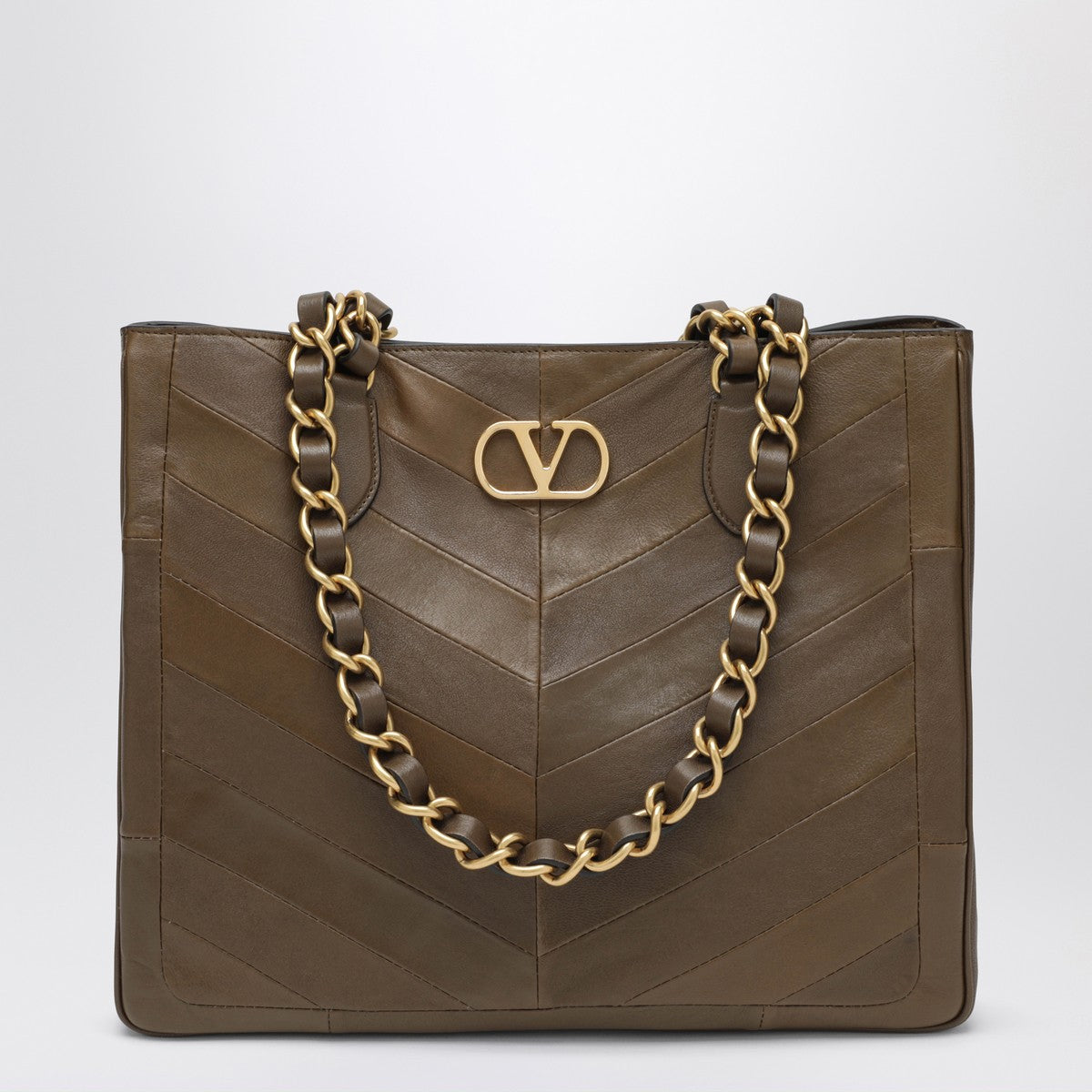 Valentino Garavani Laseine Nappa Leather Shopper Green
