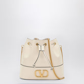 Valentino Garavani Vlogo Leather Bucket Bag White