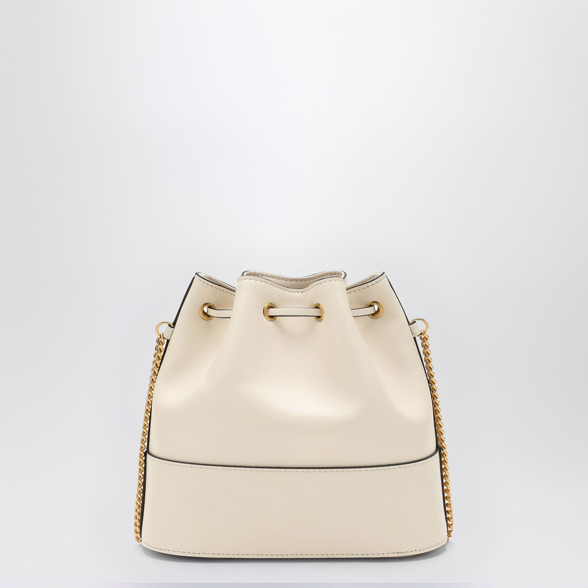 Valentino Garavani Vlogo Leather Bucket Bag White