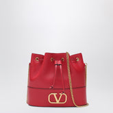 Valentino Garavani VLogo Leather Bucket Bag Red