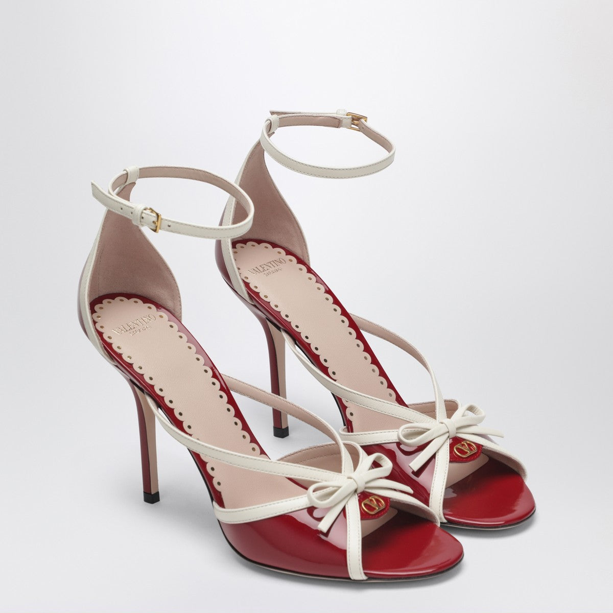 valentino garavani bepoiny patent leather sandals red