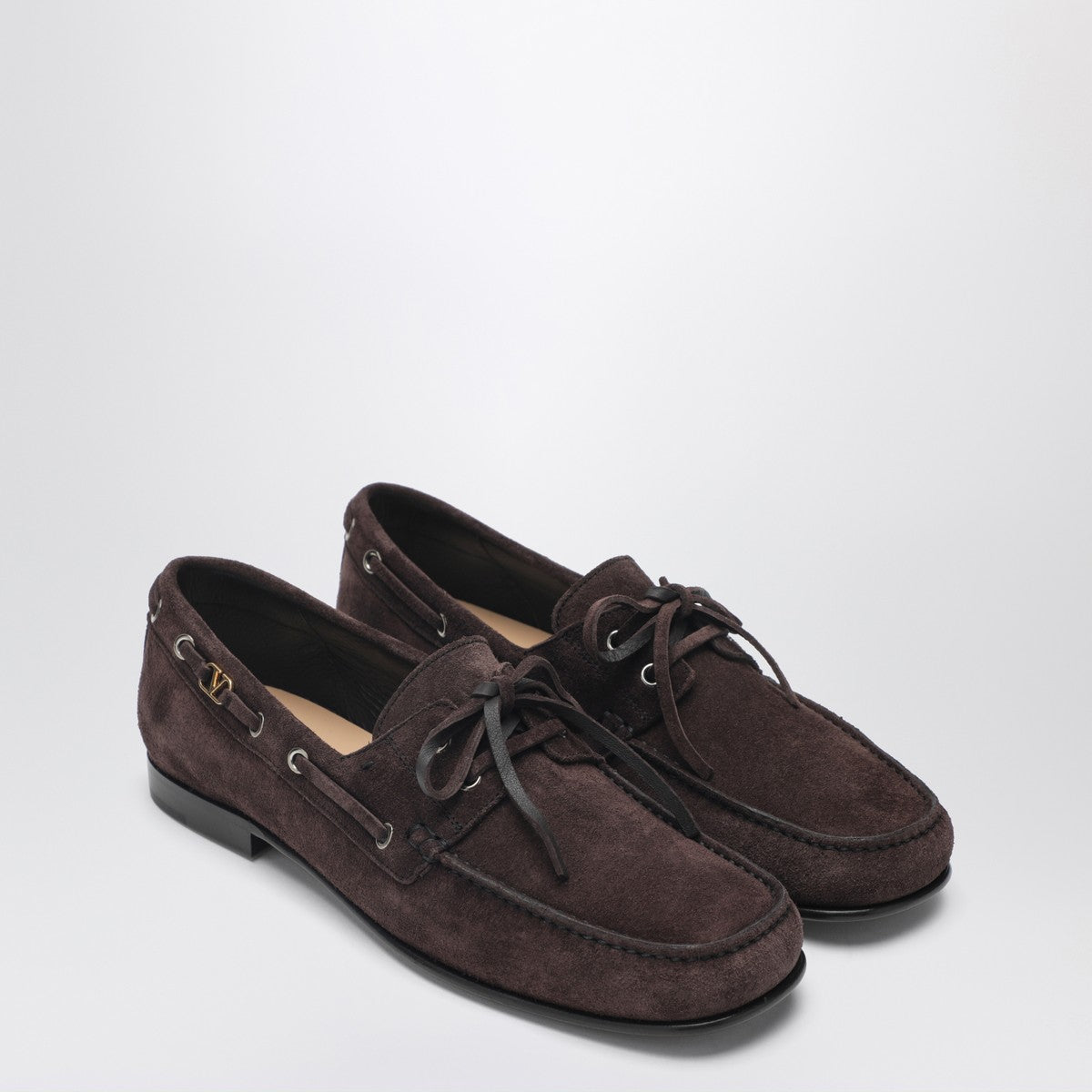 Valentino Garavani Suede Lace-Up Loafers Brown brown