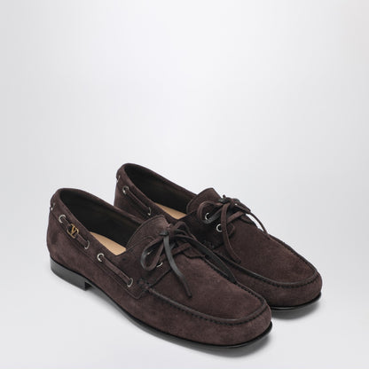 Valentino Garavani Suede Lace-Up Loafers Brown brown