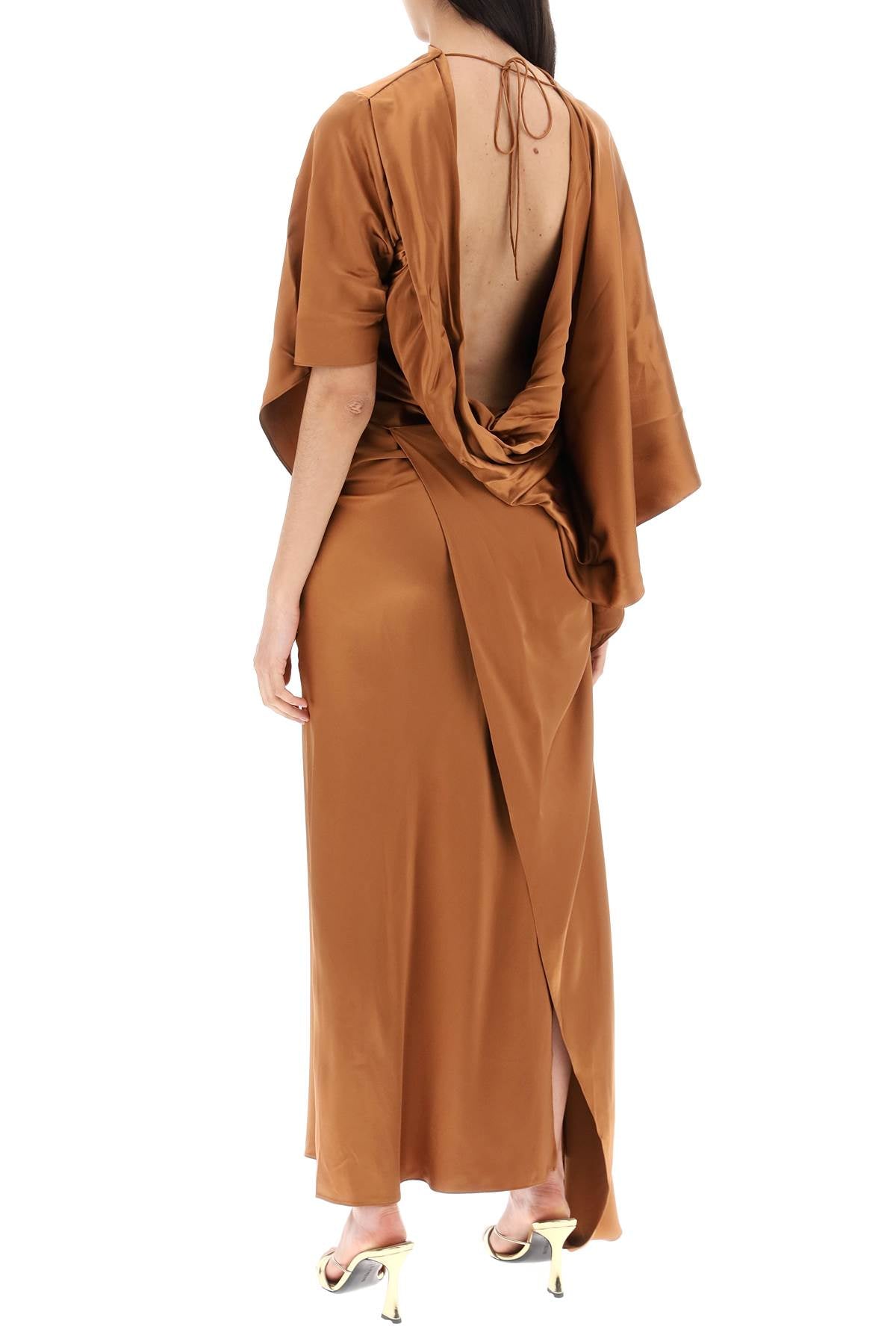 Cusco draped silk satin maxi dress