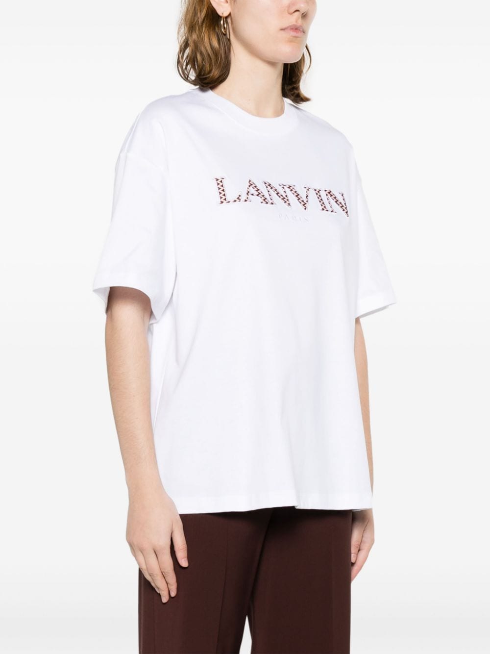 Lanvin Patch-Embellished Cotton Jersey T-Shirt White