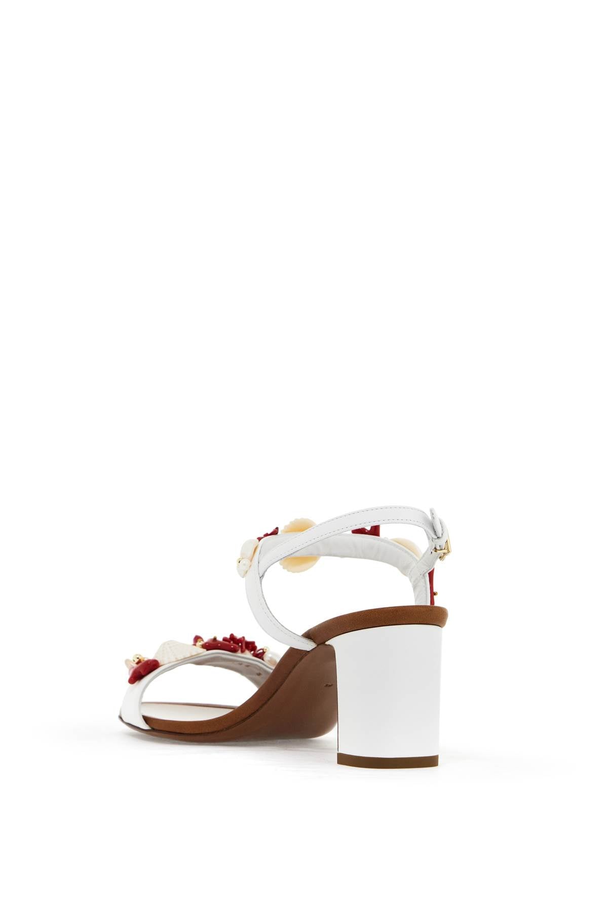 D&amp;G nappa sandals with coral embellishments