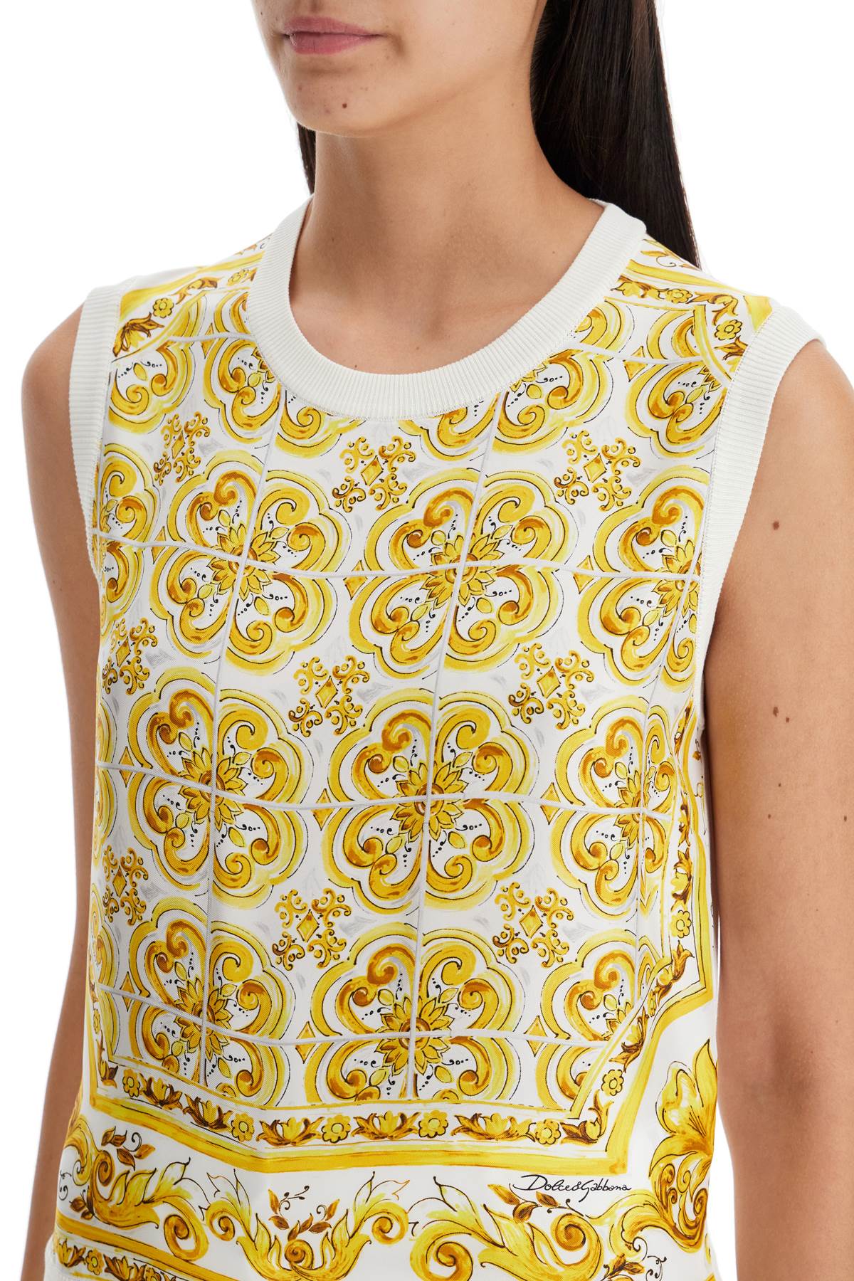 D&amp;G Maiolica silk sleeveless top